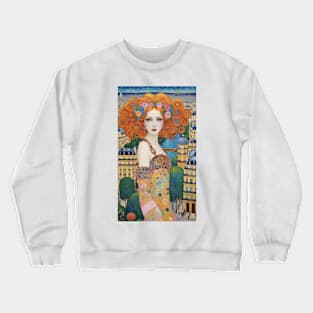 Gustav Klimt's Parisian Rhapsody: Inspired Eiffel Tower Crewneck Sweatshirt